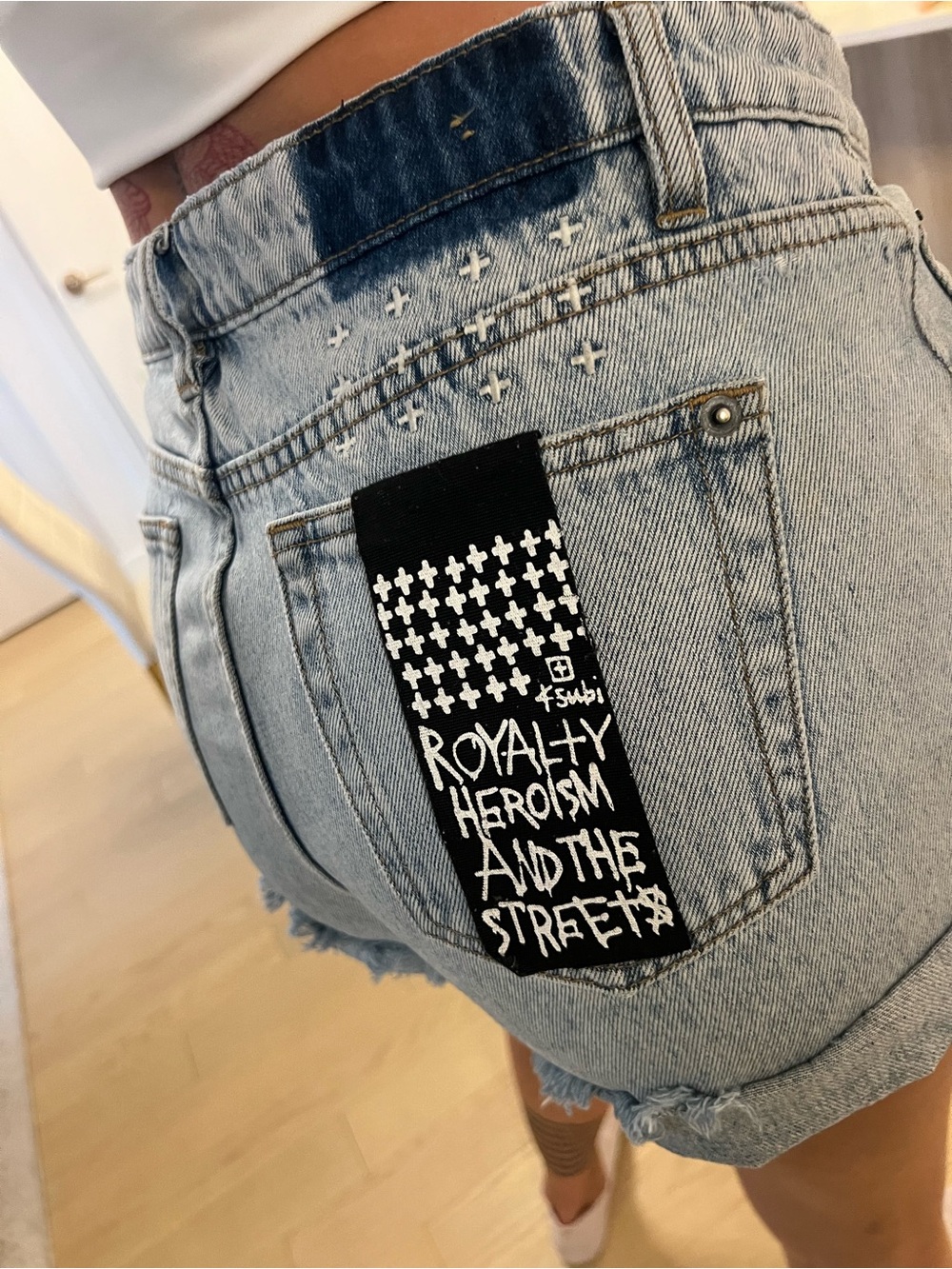 Ksubi Light Blue high waisted Denim shorts